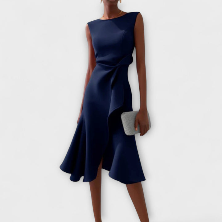 Cornelie | Draped Asymmetric Midi Dress