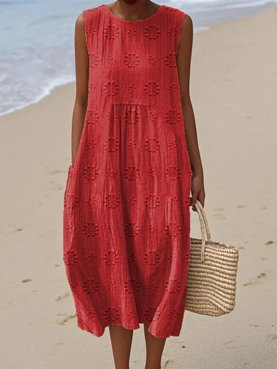Aika | Elegant Sleeveless Cotton Pocket Dress