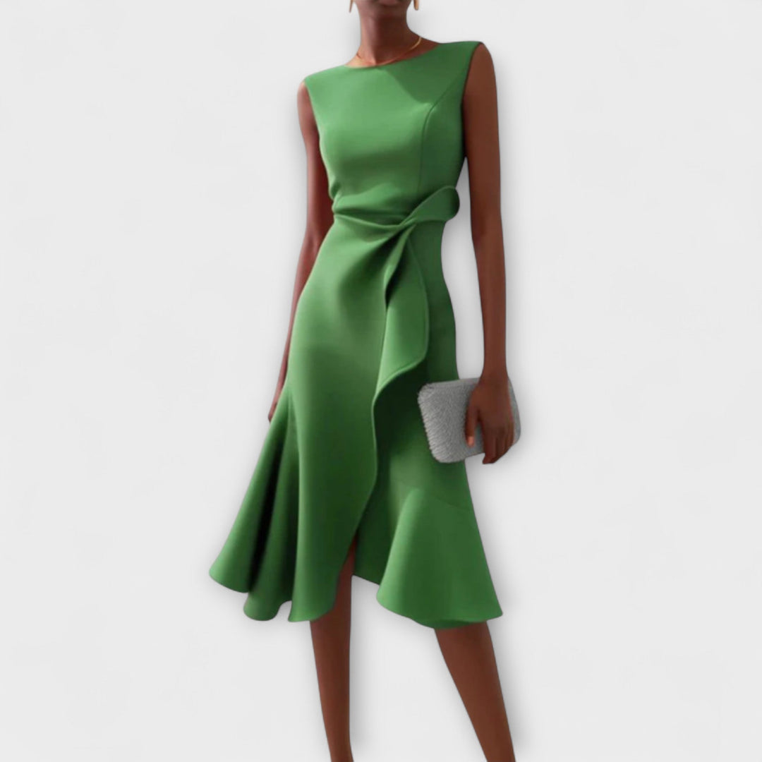 Cornelie | Draped Asymmetric Midi Dress