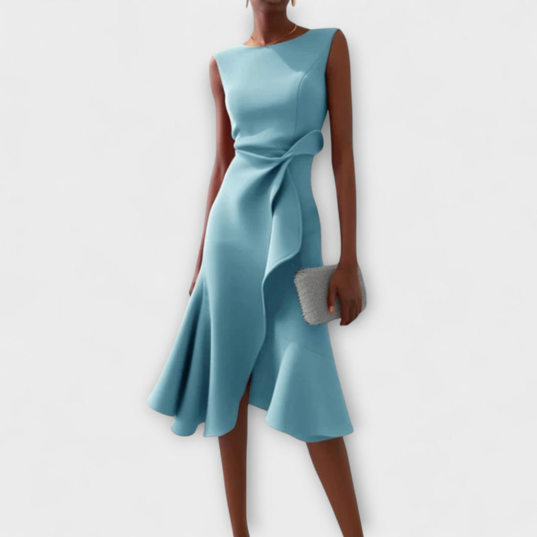 Cornelie | Draped Asymmetric Midi Dress