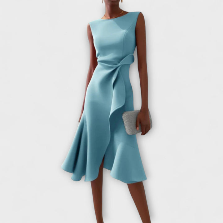 Cornelie | Draped Asymmetric Midi Dress