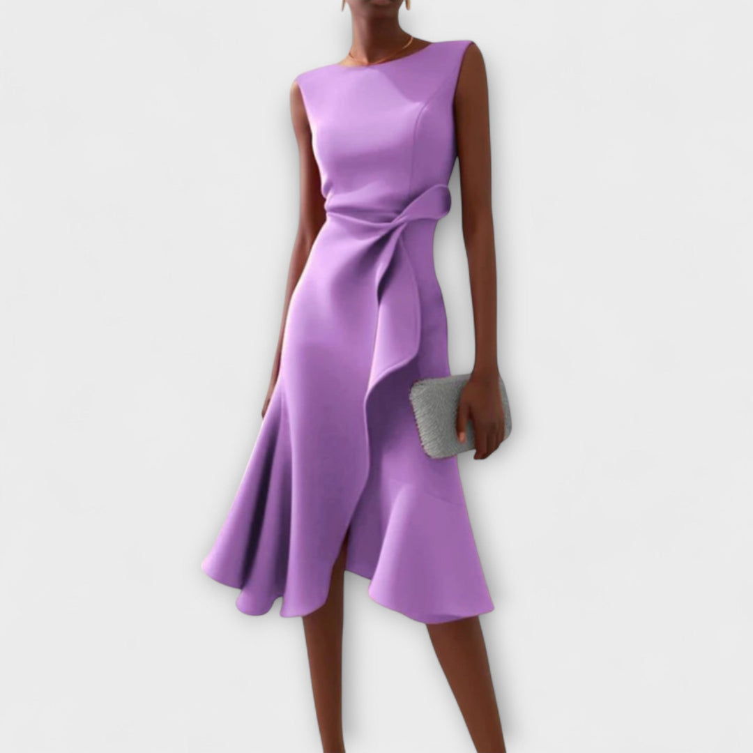 Cornelie | Draped Asymmetric Midi Dress