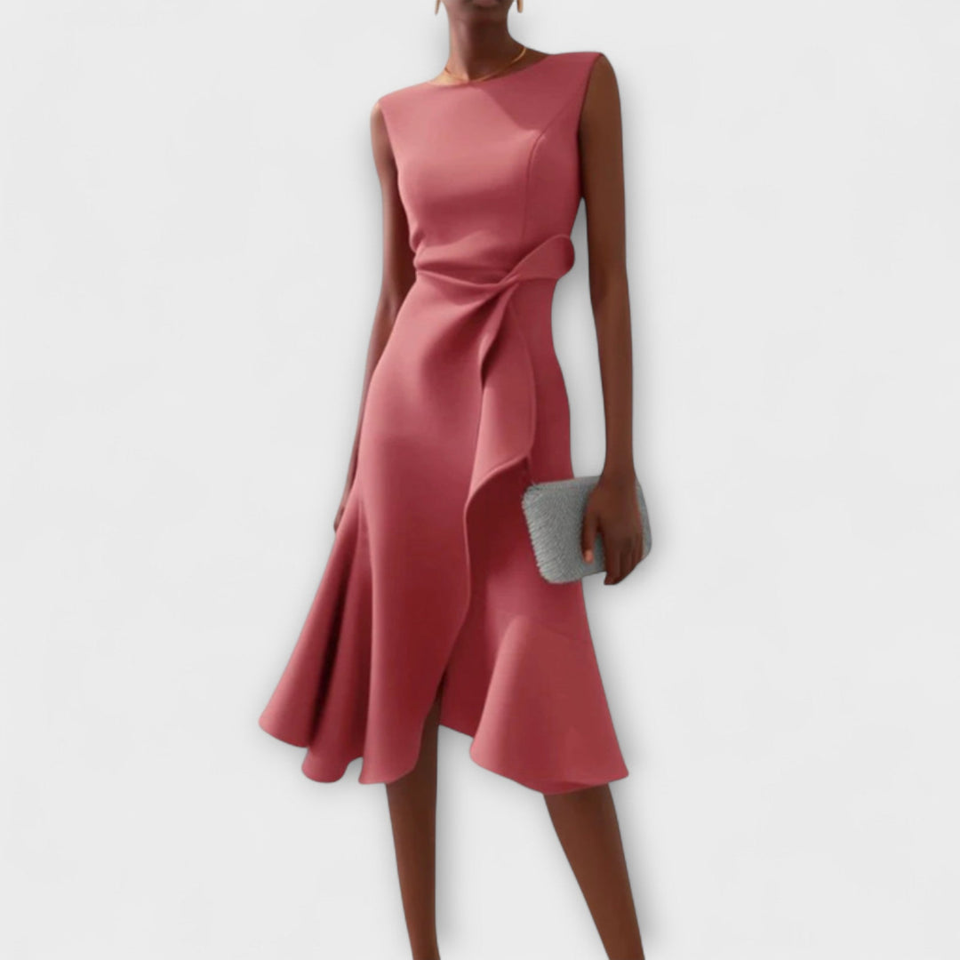 Cornelie | Draped Asymmetric Midi Dress