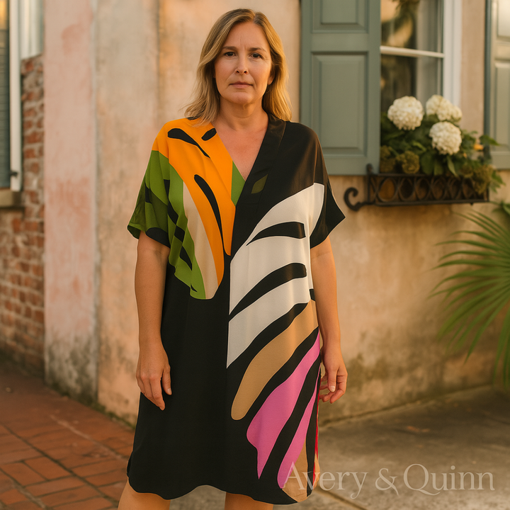 Beatrise | Casual Colorful Leaf Print Dress