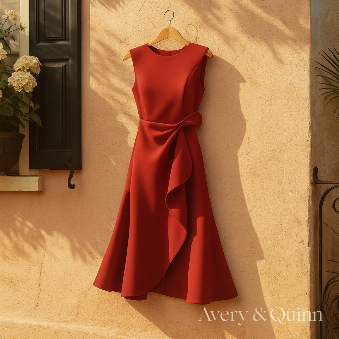 Cornelie | Draped Asymmetric Midi Dress